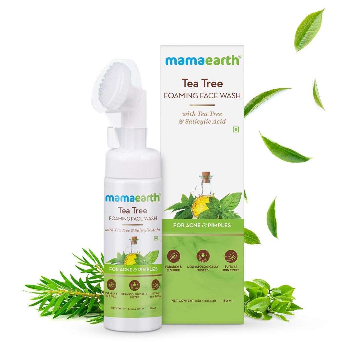 Mamaearth Tea Tree Foaming Face Wash with Tea Tree and Salicylic Acid for Acne and Pimples | Gently Cleanses | Removes Excess Oil | Antibacterial | 150 ml